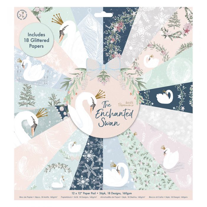 The Enchanted Swan Paper Pad Papierblock 12"x12" 36 Blatt 18 Designs 160g/m²