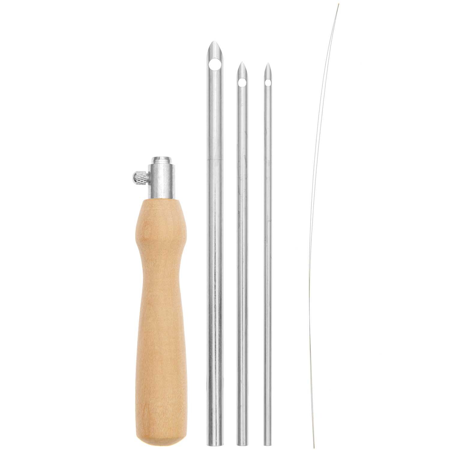 Punch Needle Holz Set inkl. 3 Nadelstärken (2mm, 3mm, 4,5mm) verstellbare Schlaufenlänge
