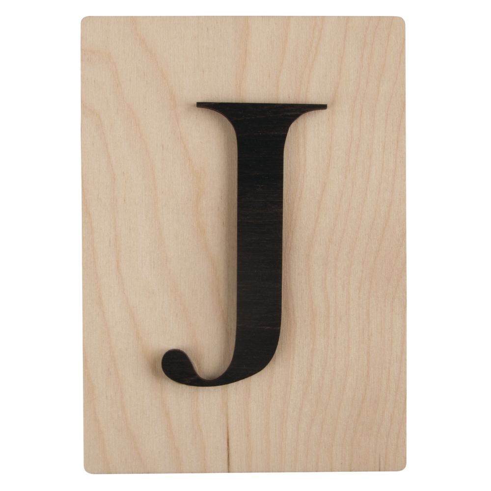 Holzbuchstaben schwarz auf Holzfliese, 10,5x14,8cm, per Stück