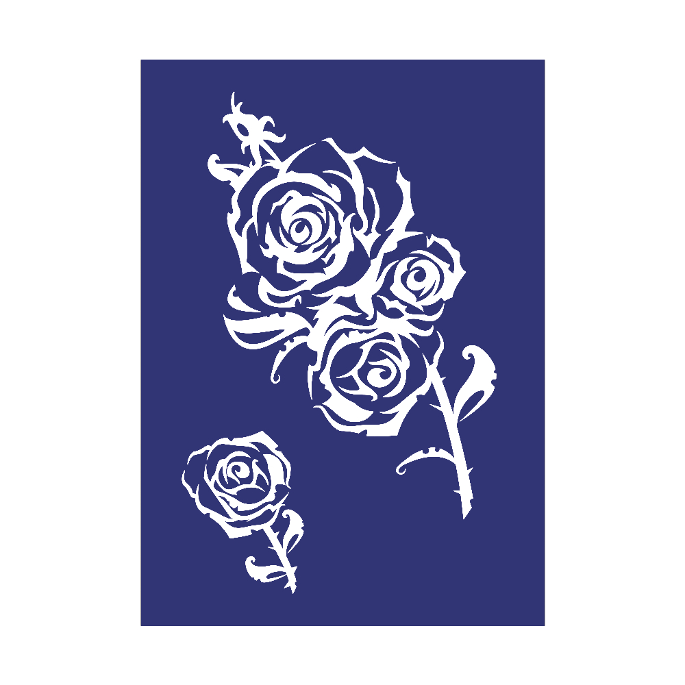 Siebdruck-Schablone Rose Din A4 Silk-Screen Printing Stencil Siebdruckschablone mit Rakel