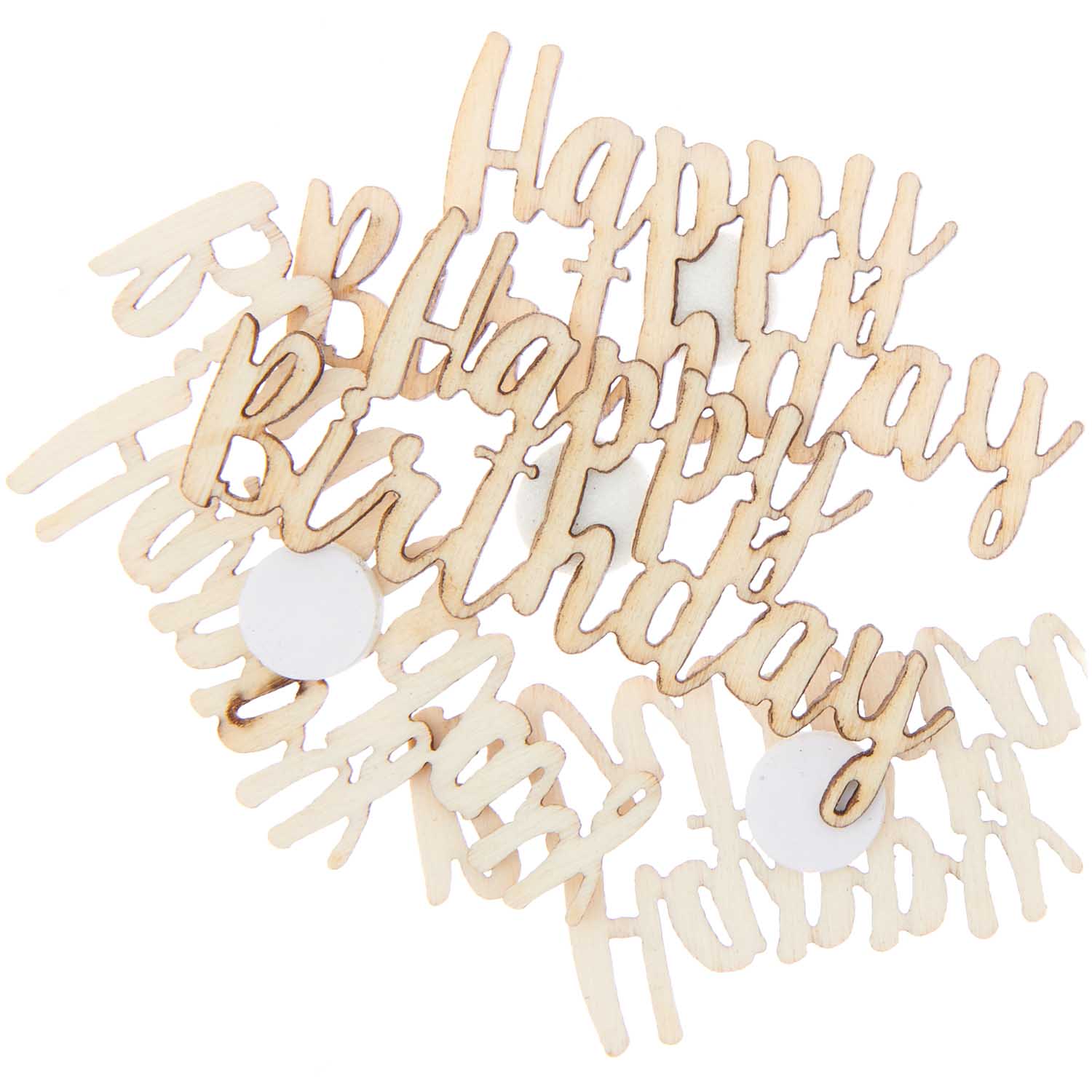 Streuteile Happy Birthday aus Holz mit Klebepunkt 48x28 mm 4 Stück Streuteile Happy Birthday aus Holz mit Klebepunkt 48x28 mm 4 Stück