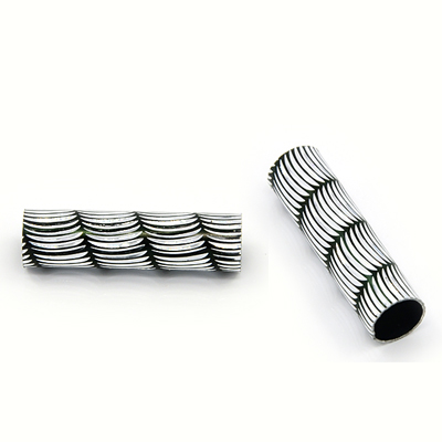 Aluminium Röhren Perlen graviert, 29x8mm, Lochbohrung 6,5mm, Aluröhre Röhrenperle Metallröhre Metallperle per Stück