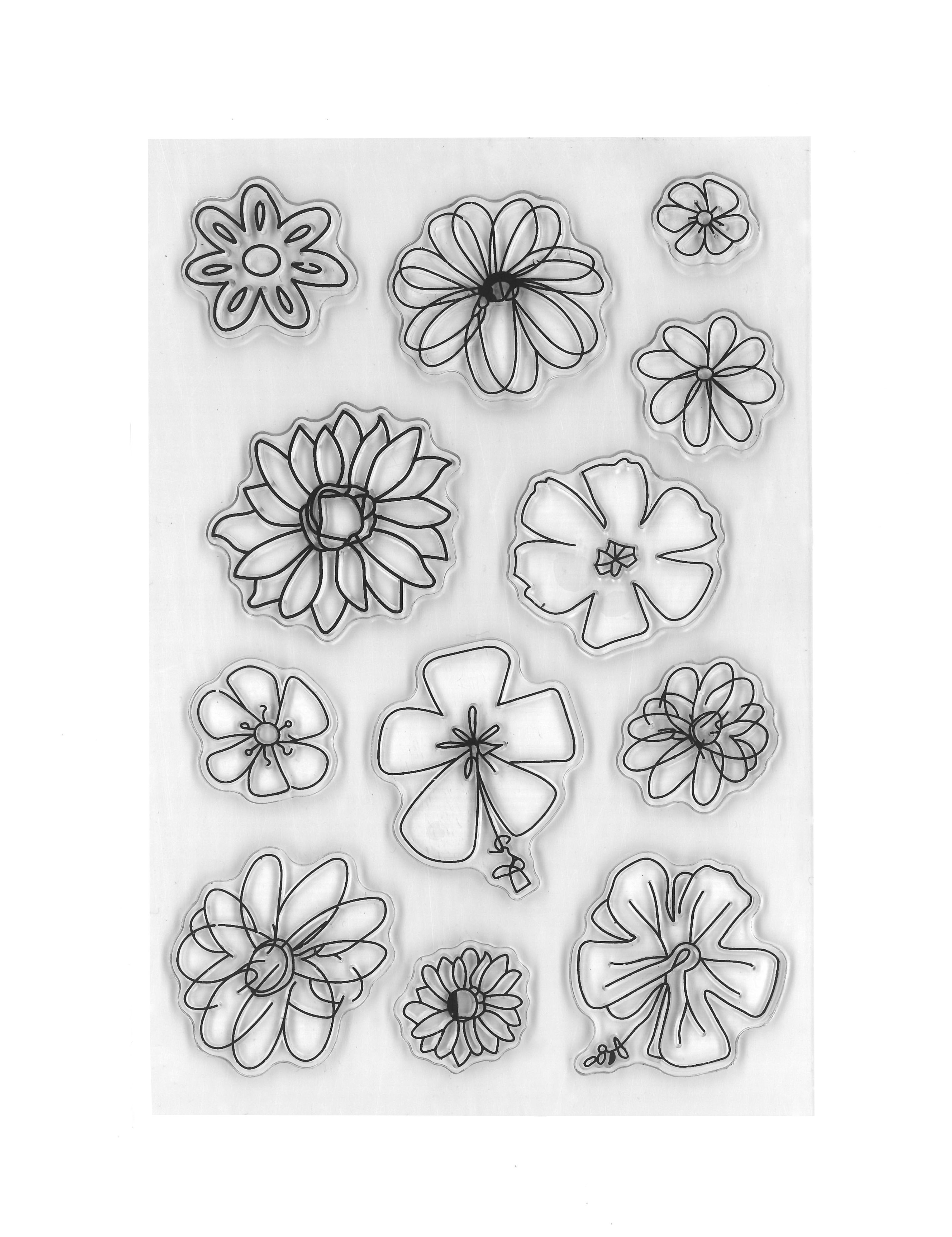 Silikonstempel Blumen Doodle-Flowers 11x16cm 