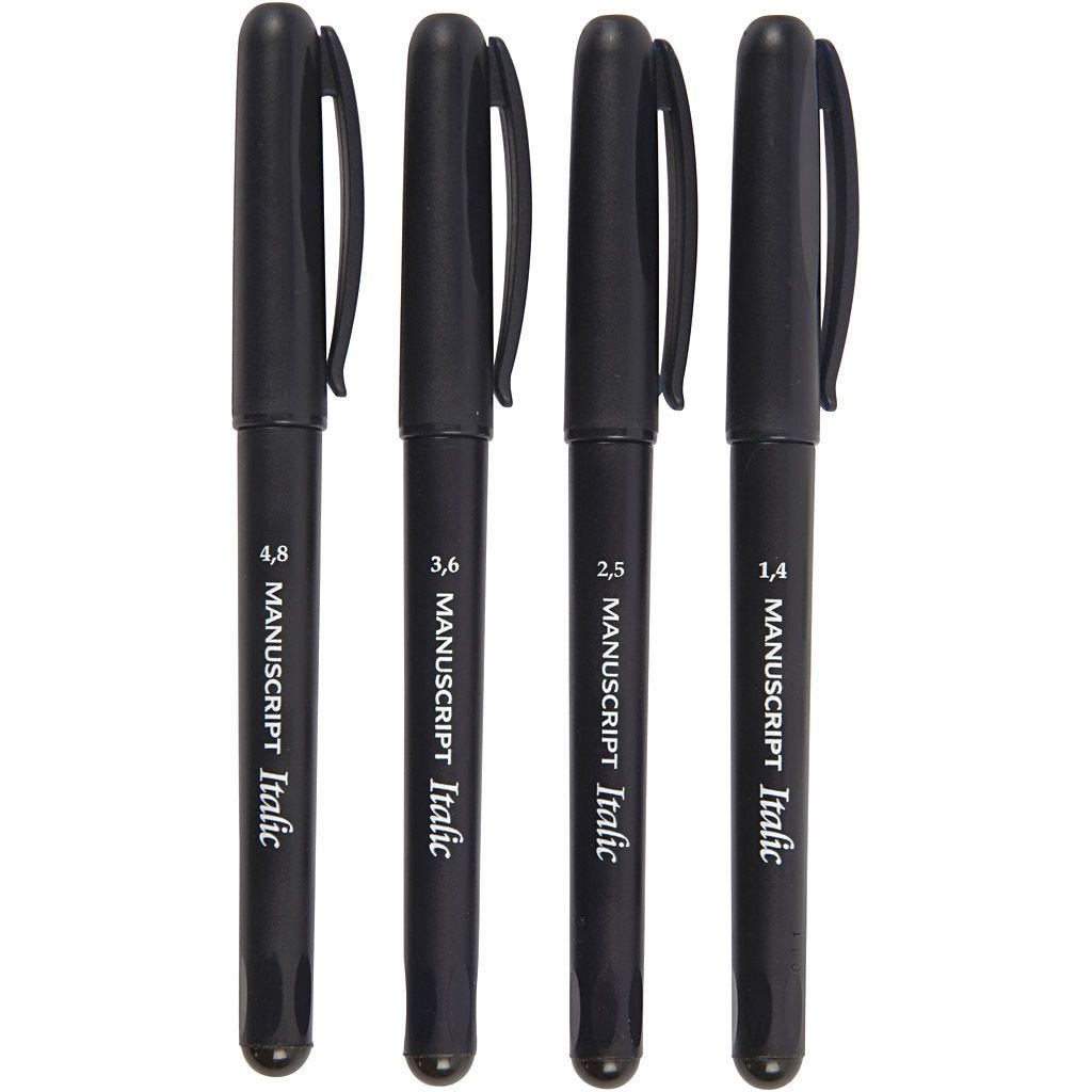Kalligrafie-Marker 4 Stifte schwarz 	1,4+2,5+3,6+4,8mm