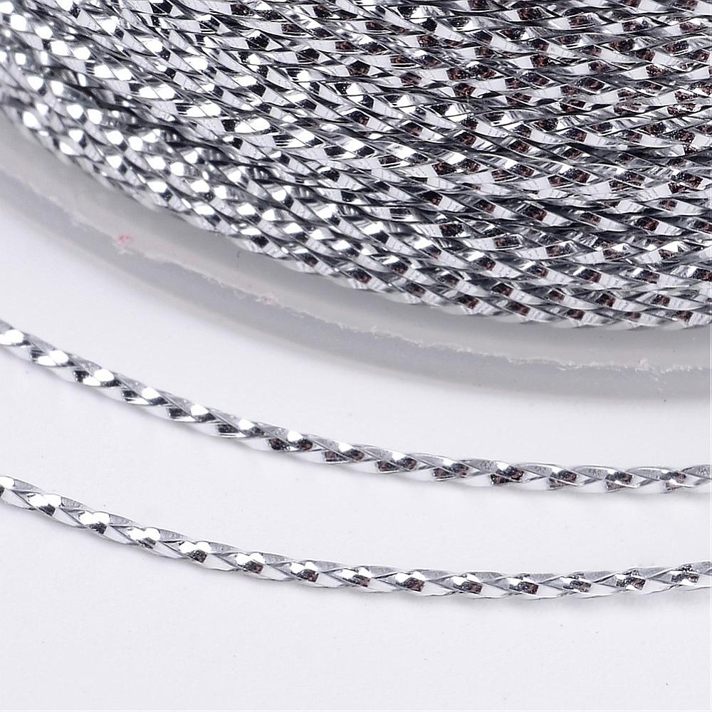 Metallickordel 1mm, 100 m Rolle, Polyester  silber