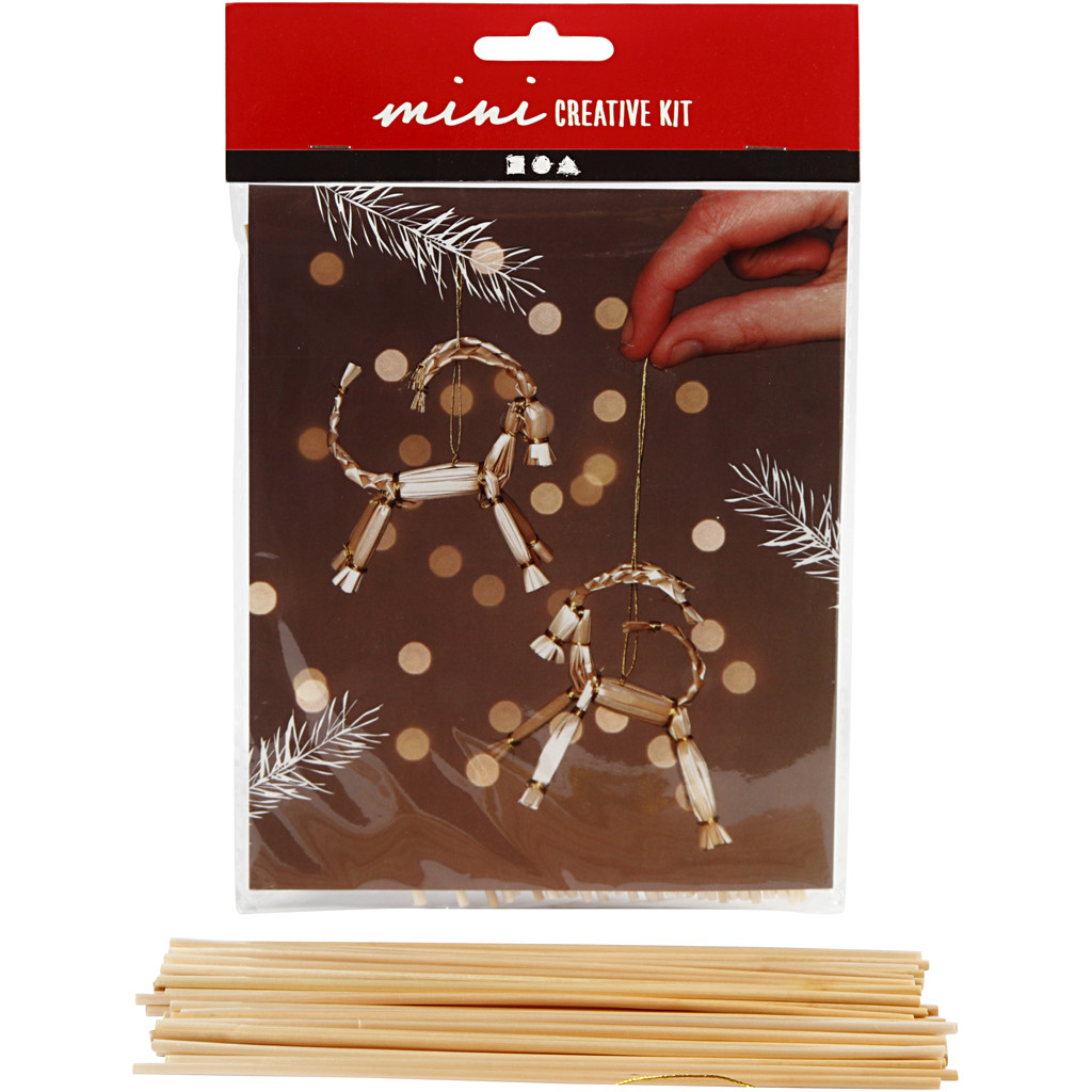 Mini Bastelpackung Weihnachtsziege asu Stroh, 7cm, 1 Stück/Set