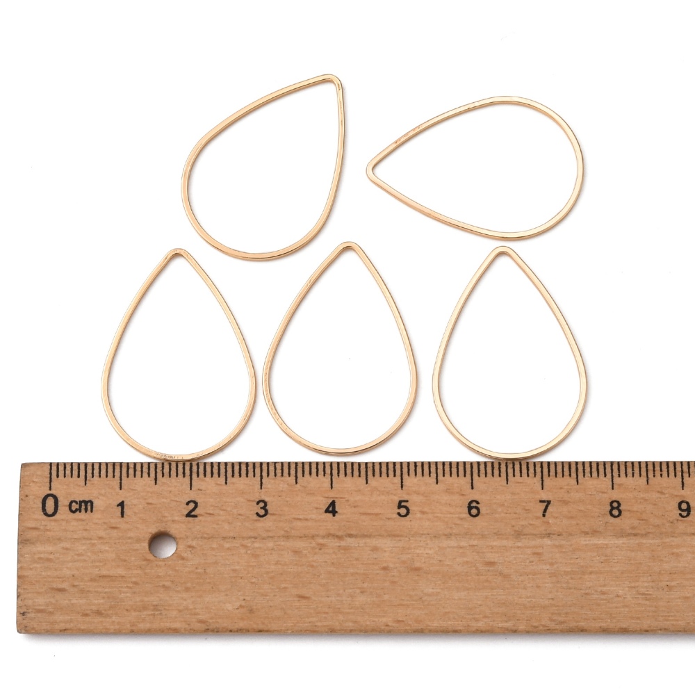 Brass Linking Rings Tropfenform goldfarbig aus Messing 32x22x1mm 1 Stück