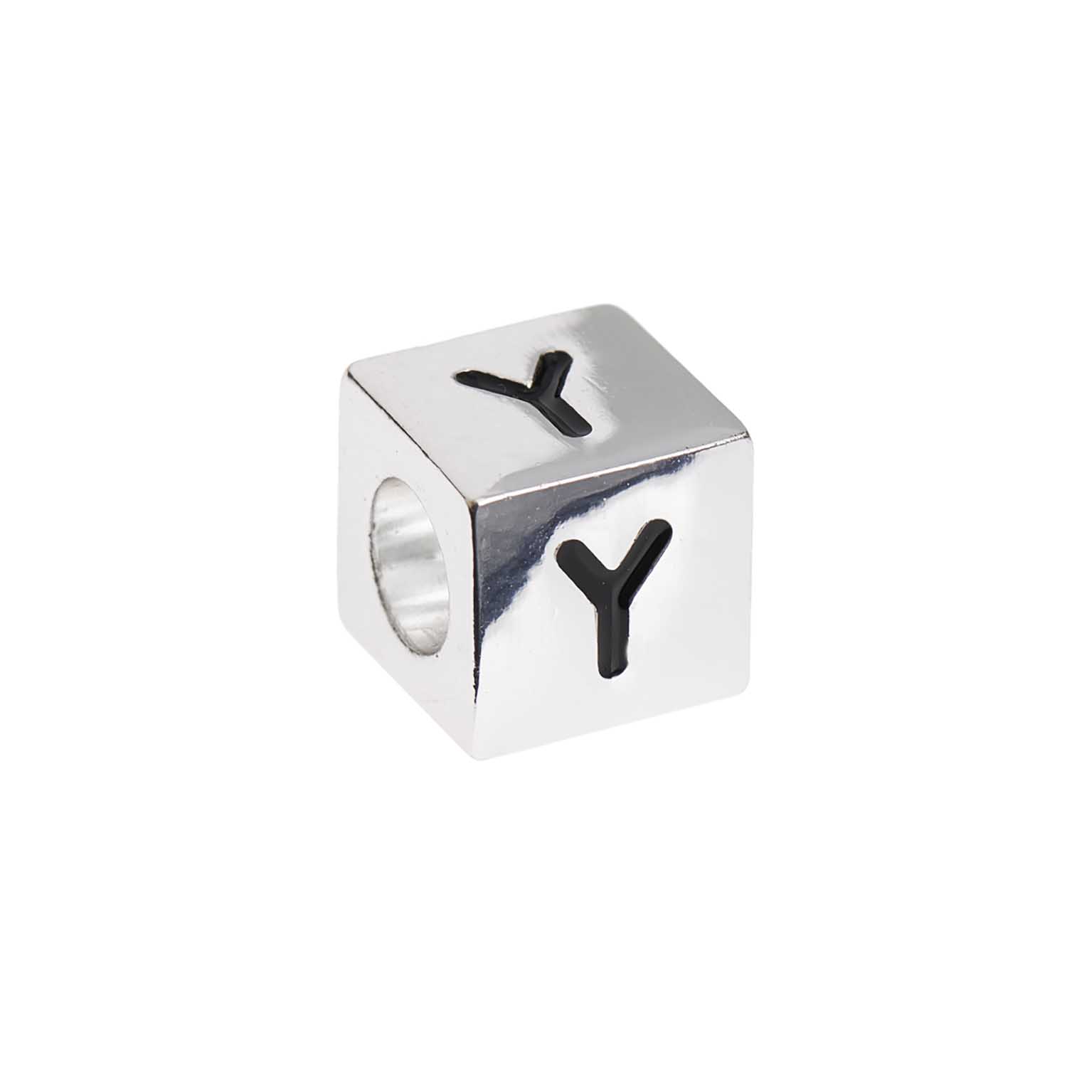 Buchstabenperle-Würfel silber 10x10mm Buchstabenperle-Würfel silber 10x10mm