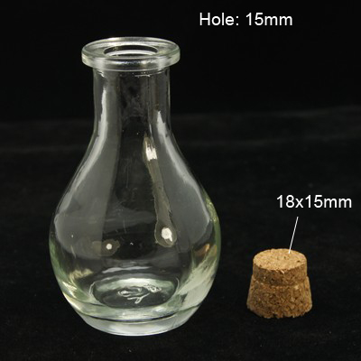 Mini Glasflasche bauchig mit Korken, 88x49mm