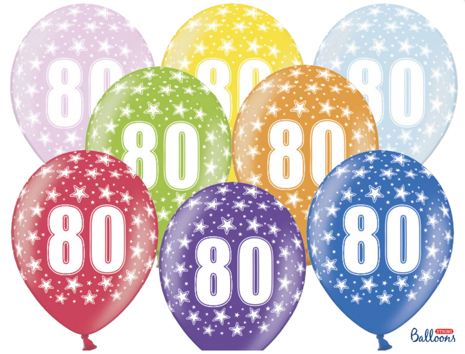 Luftballon Balloons 30cm 80th Birthday Metallic Mix 6 Stück 