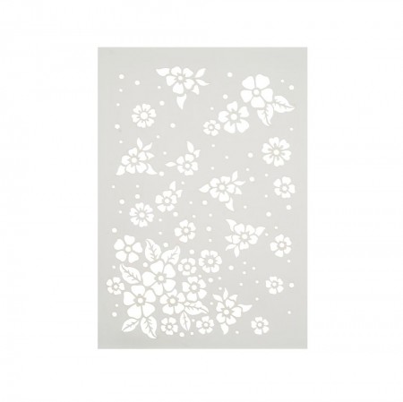 Universal-Schablone Blumen und Punkte Fläche Flowers Points Schablone Stencil Template Schablone DIN A4