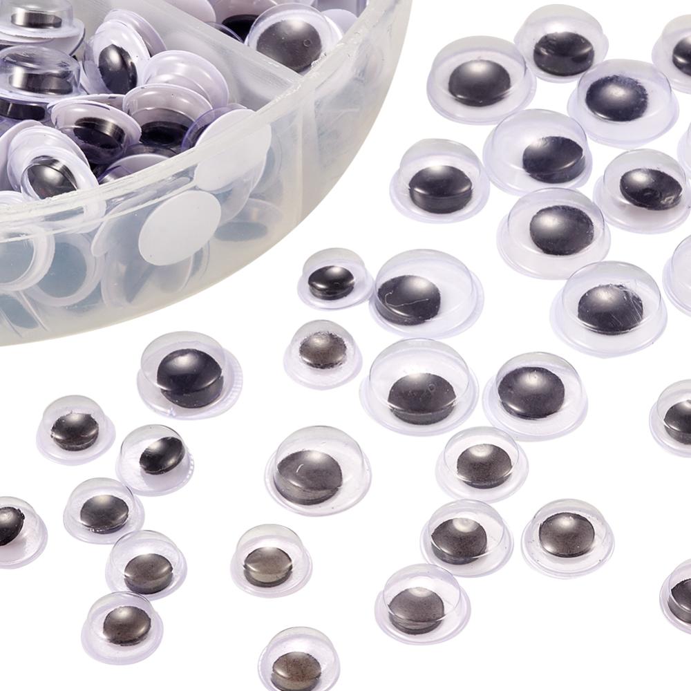 Wackelaugen Mix, 600 Stück sortiert, 4-9mm Glubschaugen Bastelaugen Klebeaugen Kunststoffaugen Wobby Eyes