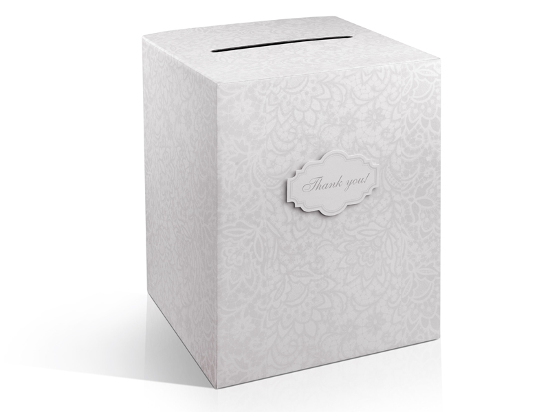 Hochzeitskarten Box weiß/zartgrau, 25x25x30cm, per Stück
