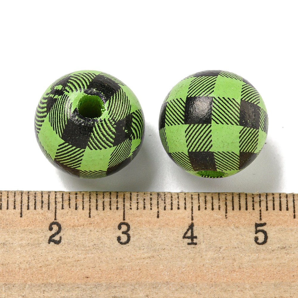 Holzperlen Karo Tartan 16mm bedruckt 20 Stück Holzperlen Karo Tartan 16mm bedruckt 20 Stück