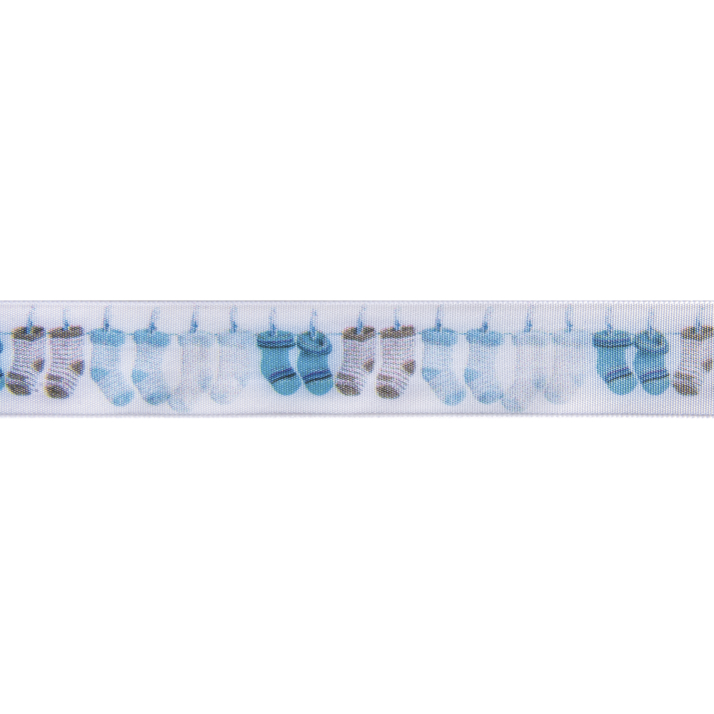 Dekoband Babysockerl auf Wäscheleine, 25 mm breit