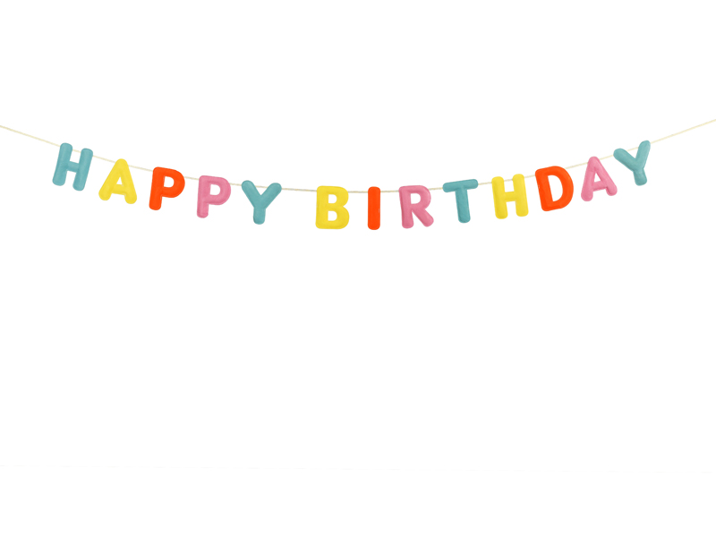 Happy Birthday Filz-Banner – Bunte Buchstabengirlande 3m