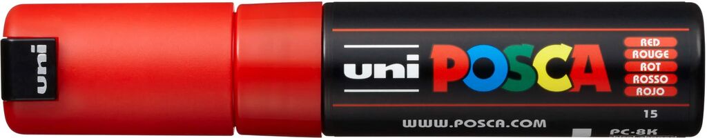 UNI POSCA Marker PC-8K ROT breite Keilspitze 8 mm UNI POSCA Marker PC-8K ROT breite Keilspitze 8 mm