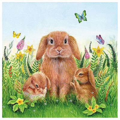 Ambiente Servietten Rabbit Family 33x33cm 20 Stück/Packung 