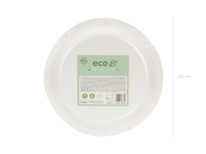 ECO-Zuckerrohrteller Einwegteller 22,5cm 6 Stück 