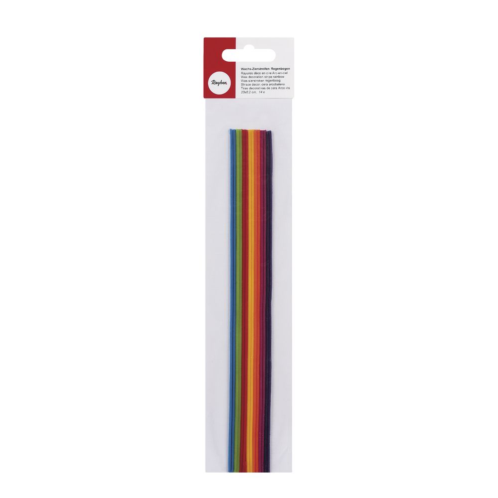 Wachs-Zierstreifen Regenbogen 23cm 2mm 14 Stück/Packung bunt sortiert 