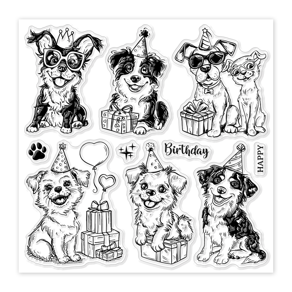Silikonstempel-Set Hundegeburtstag 15x15cm 10-teilig Silikonstempel-Set Hundegeburtstag 15x15cm 10-teilig