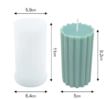 Kerzengießform Silikon Zylinder mit Rillen grob 11x6,4cm