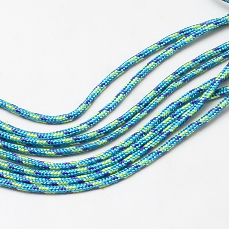 Paracord dünn 2 mm, gemustert türkis-apfelgrün-lila,  10 m