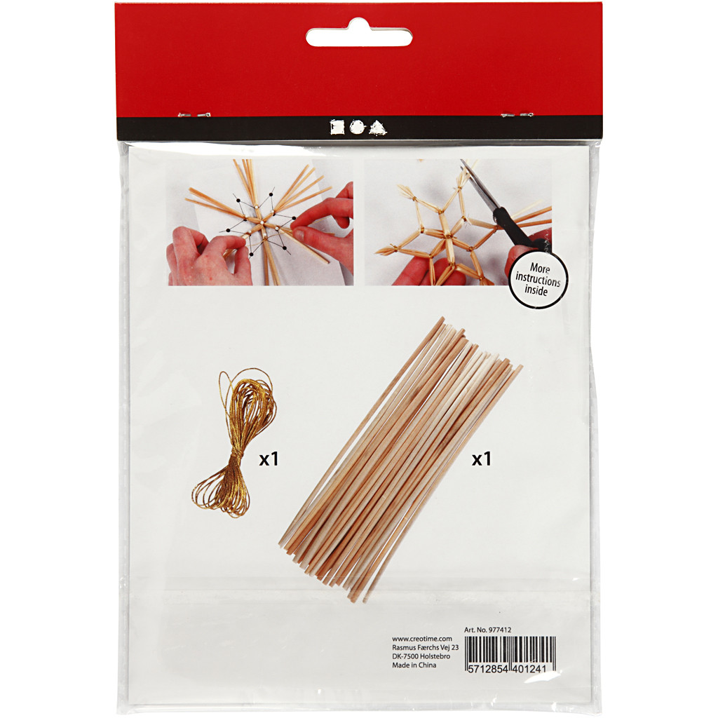 Mini Bastelpackung Strohsterne, 10cm, 3 Stück/Set Sterne aus Strohhalmen Kreativ-Set