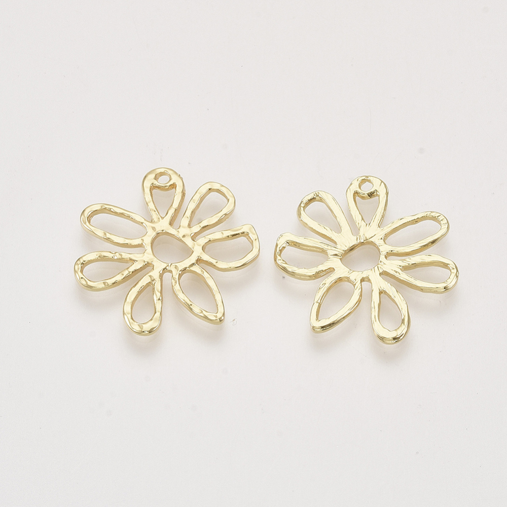 Metallanhänger Blüten freeform goldfärbig, 24mm, per Stück
