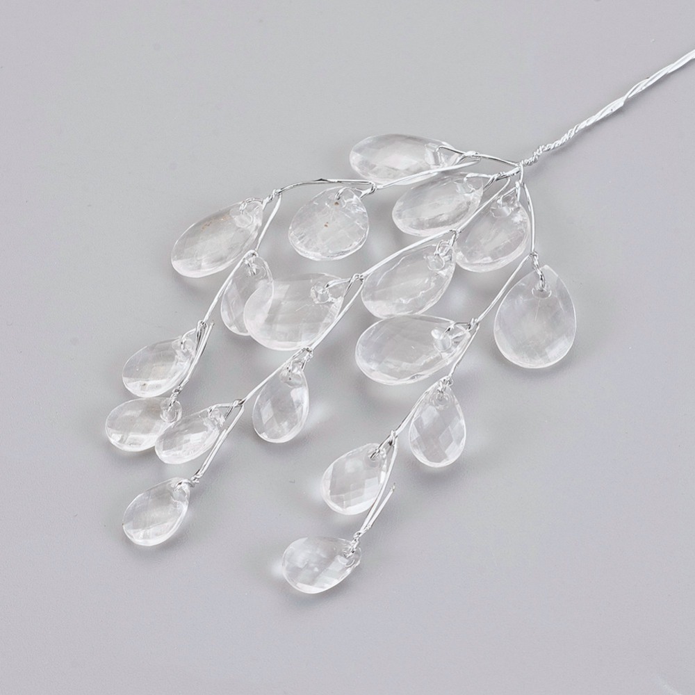 Kristall-Perlenspray 18 Glasschlifftropfen/Stamm 5 Stämme 18cm