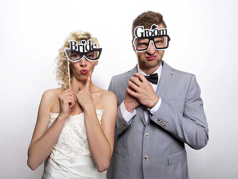 Photo Booth Accessoires Wedding Props Groom Bride, 2 Stück 