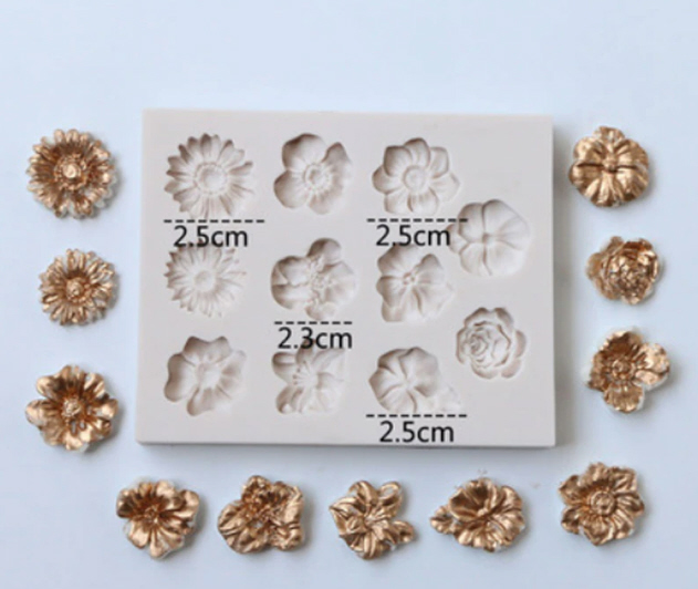 Silikonpressform Blüten lebensmittelecht 10,7x8,5cm 