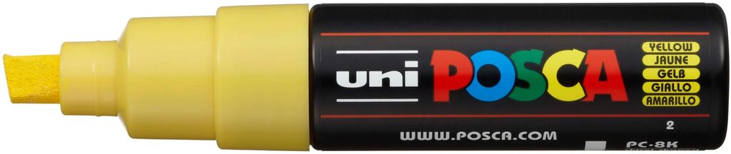 UNI POSCA Marker PC-8K GELB breite Keilspitze 8 mm UNI POSCA Marker PC-8K GELB breite Keilspitze 8 mm