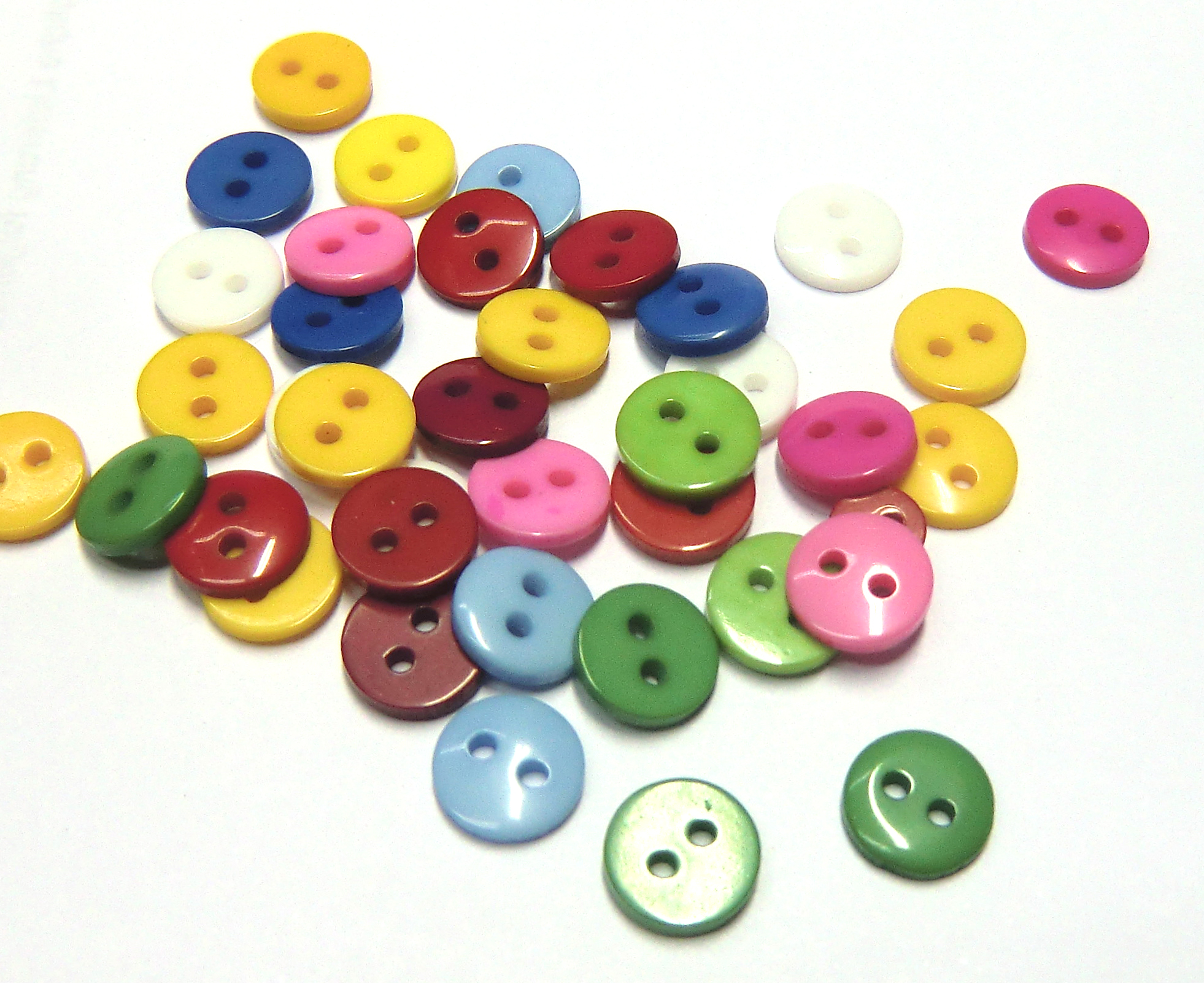 Knöpfe bunt sortiert, 9 mm , 80 Stück, Acryl Knopf Plastikknopf