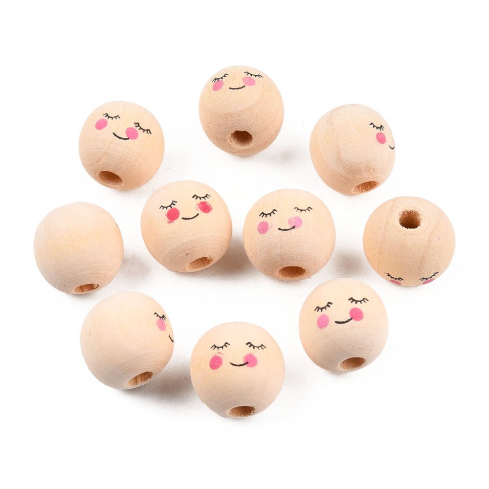 Holzköpfchen bedruckt Gesicht schlafend 18mm 10 Stück Holzköpfchen bedruckt Gesicht schlafend 18mm 10 Stück