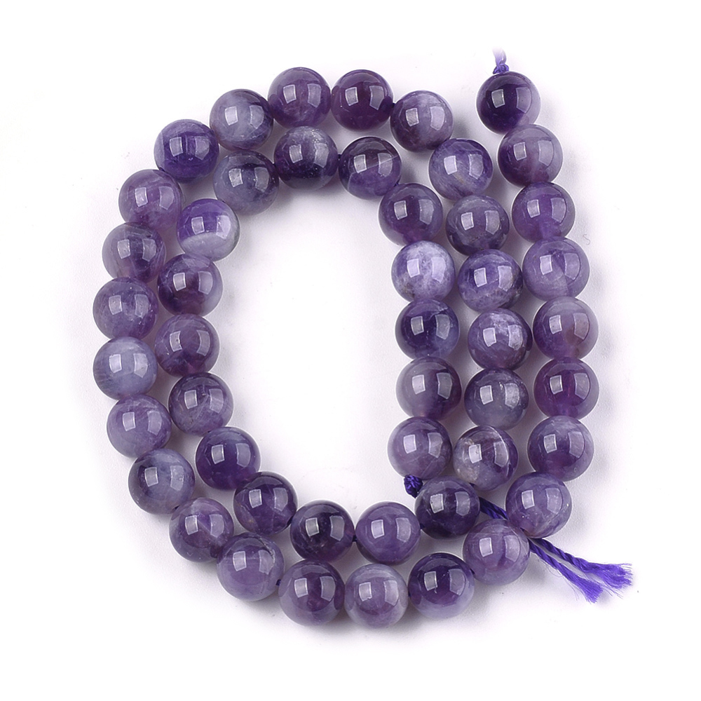 Edelsteinperlen-Strang Amethyst violett 8mm Loch 1mm 38,9cm 49 Stück