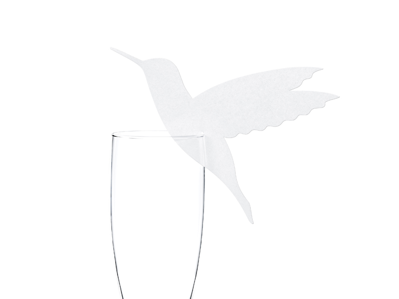 Platzkarte Kolobri Hummnig Bird Namensschild für Gläser Place Card for Glass 10 Stück