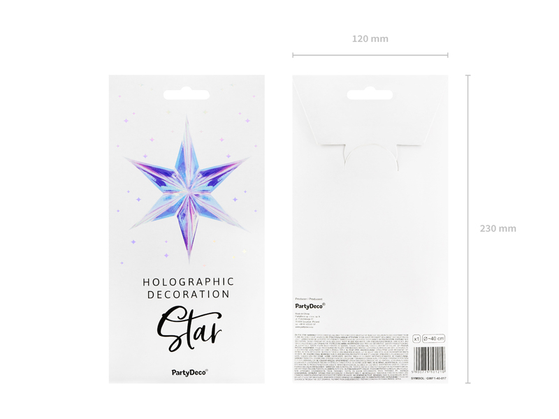 Folienstern hologramm 40cm, irisierend Dekorations Stern 