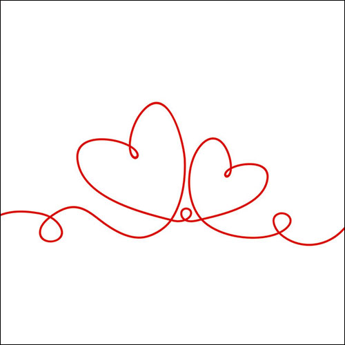 Ambiente Servietten Line of Love red Herzen  33x33cm 20 Stück/Packung