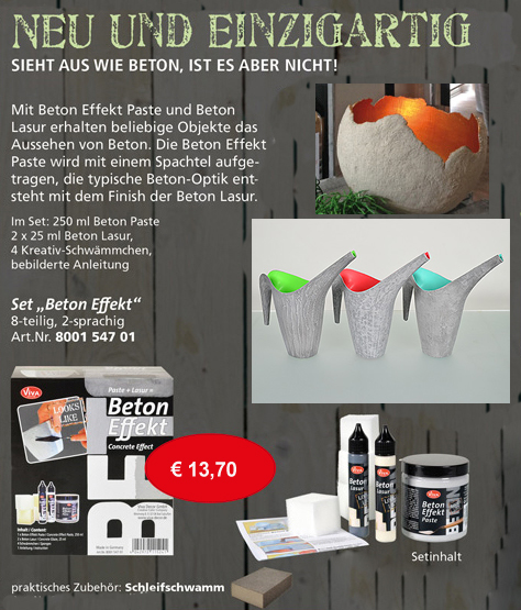 Viva Decor Beton Effekt Pasten Set, 8-teilig