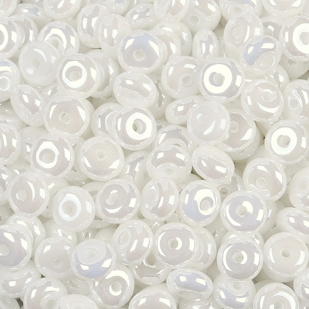 Glasperlen Donut pearl white