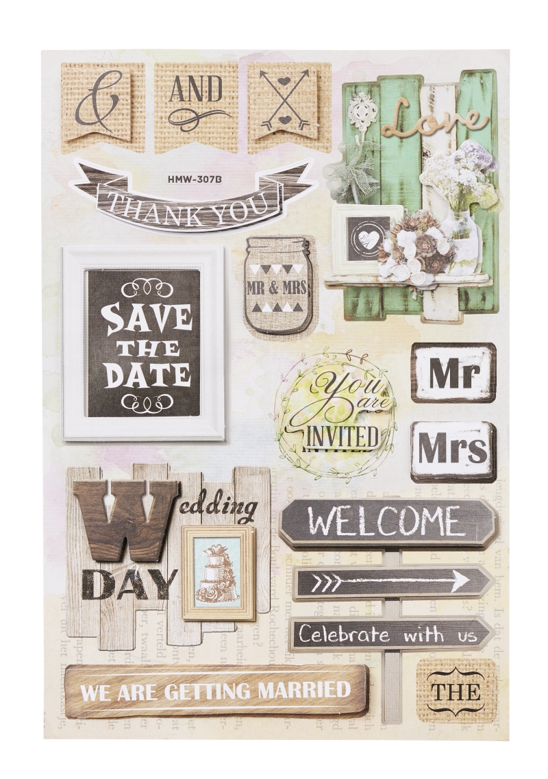 Sticker Hochzeit Vintage 1 Bogen 21x14cm