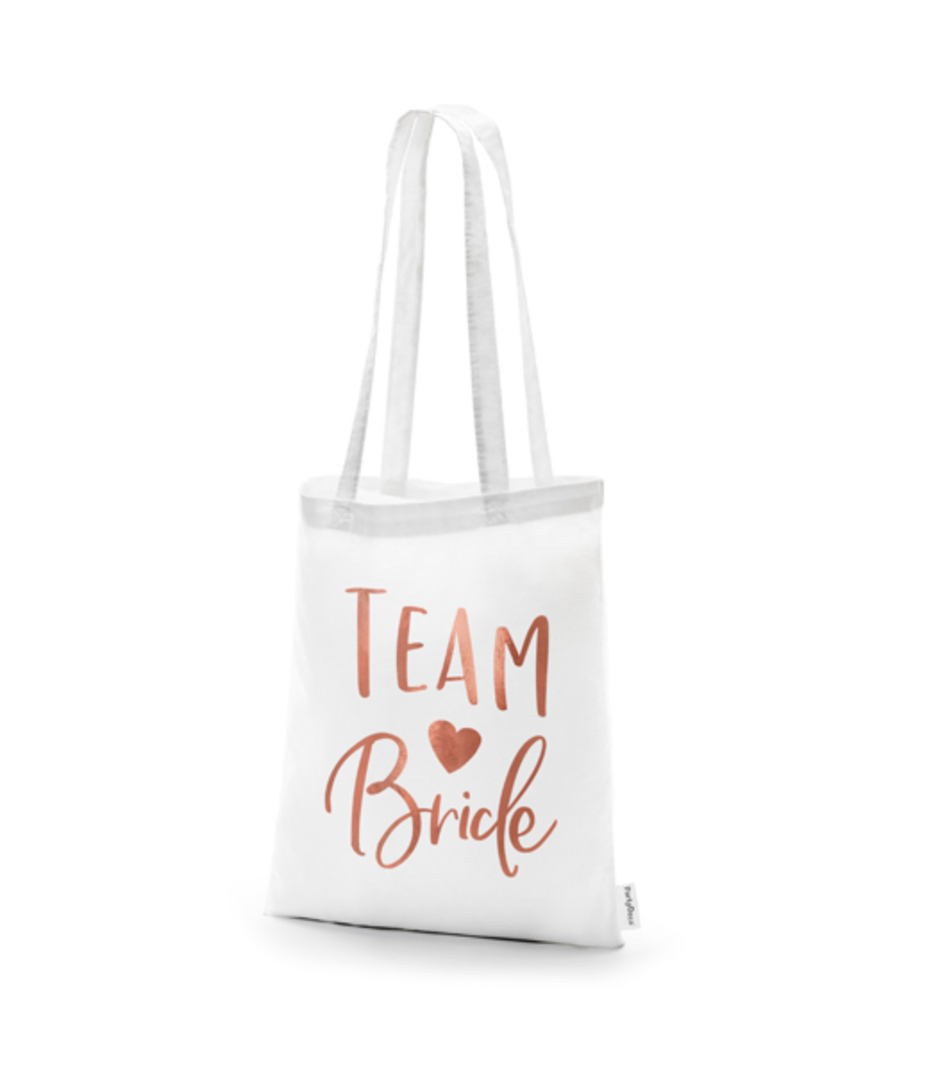 Baumwolltasche Tote Bag Team Bride white 39x42cm