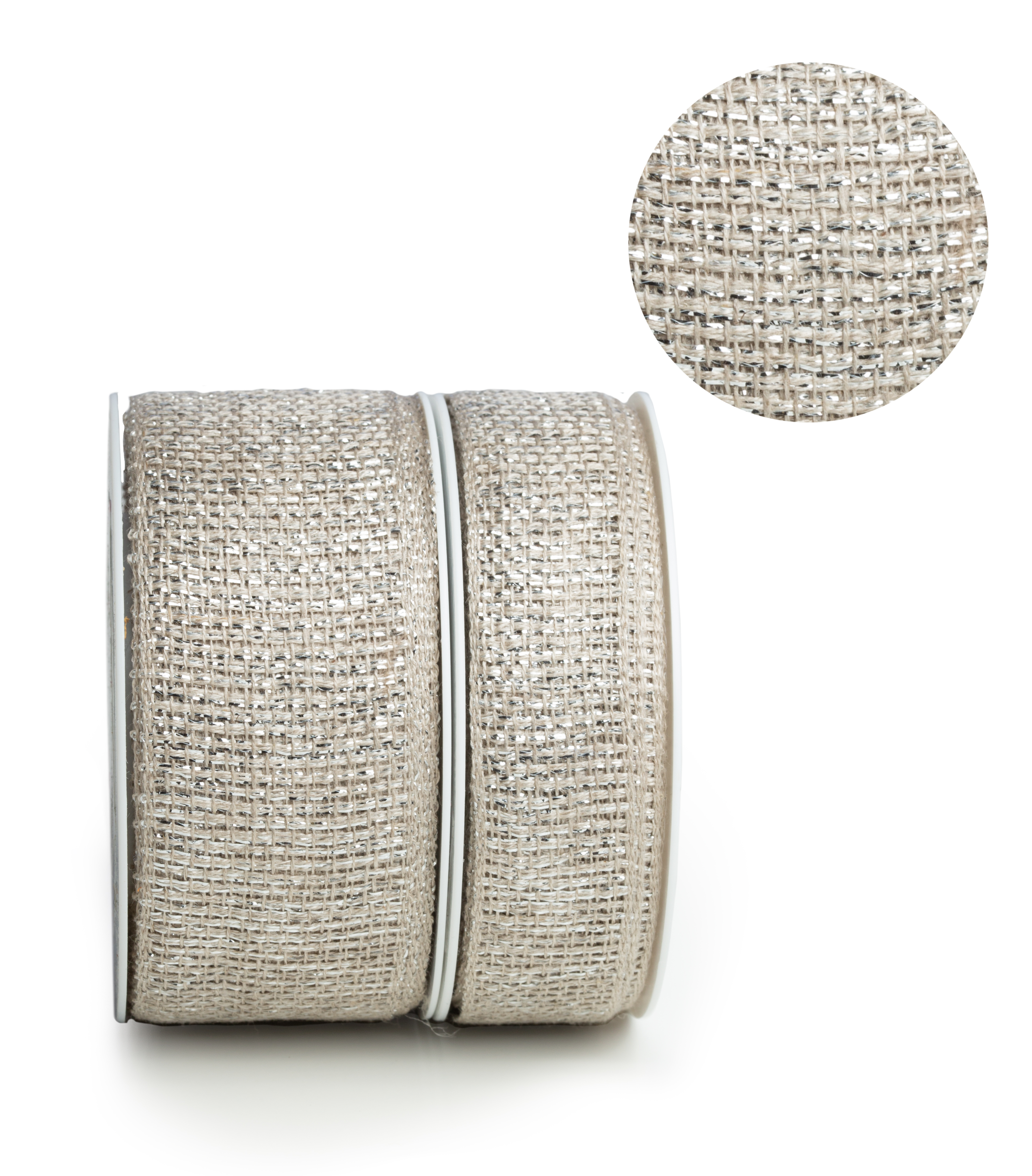 Dekoband Glitter natur silber 10m 