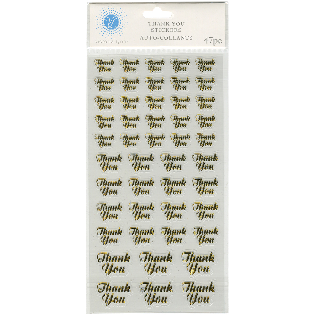 Victoria Lynn Thank You Stickers Schriftzug gold Foliensticker 47 Stück