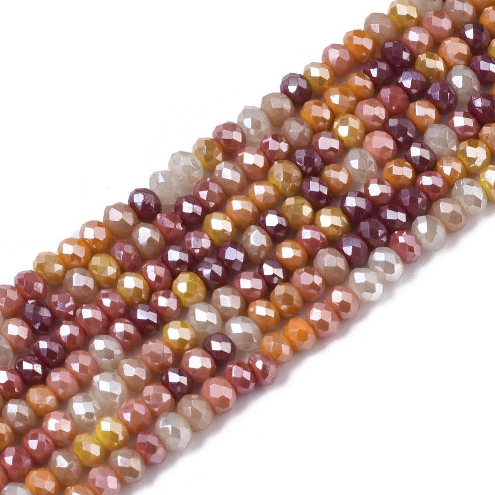 Electroplate Glass Beads Strands 3x2,5mm Loch: 0,7mm 188 Stk 43cm 