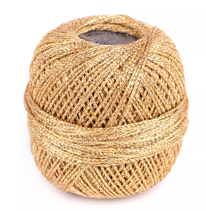 Häkelgarn Glitter uni,  metallisiertes Garn 25g/110m