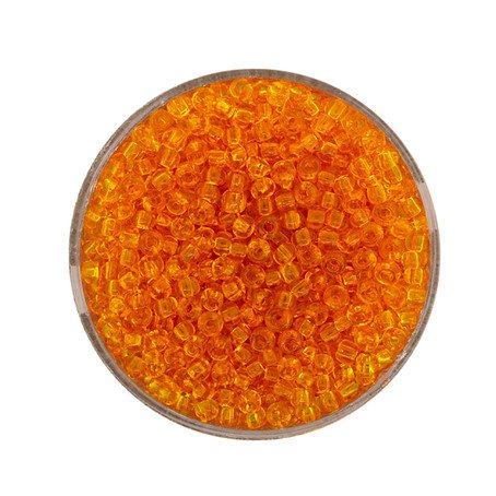 Rocailles  orange transparent 2,5mm, 17g/Dose Seed Beads Glasperle 