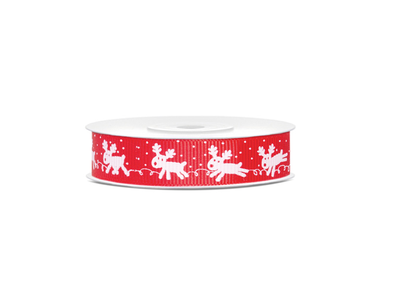 Grosgrain Ribbon Rudolf Weihnachtsband Geschenkband Schleifenband Rot 15mm 10m