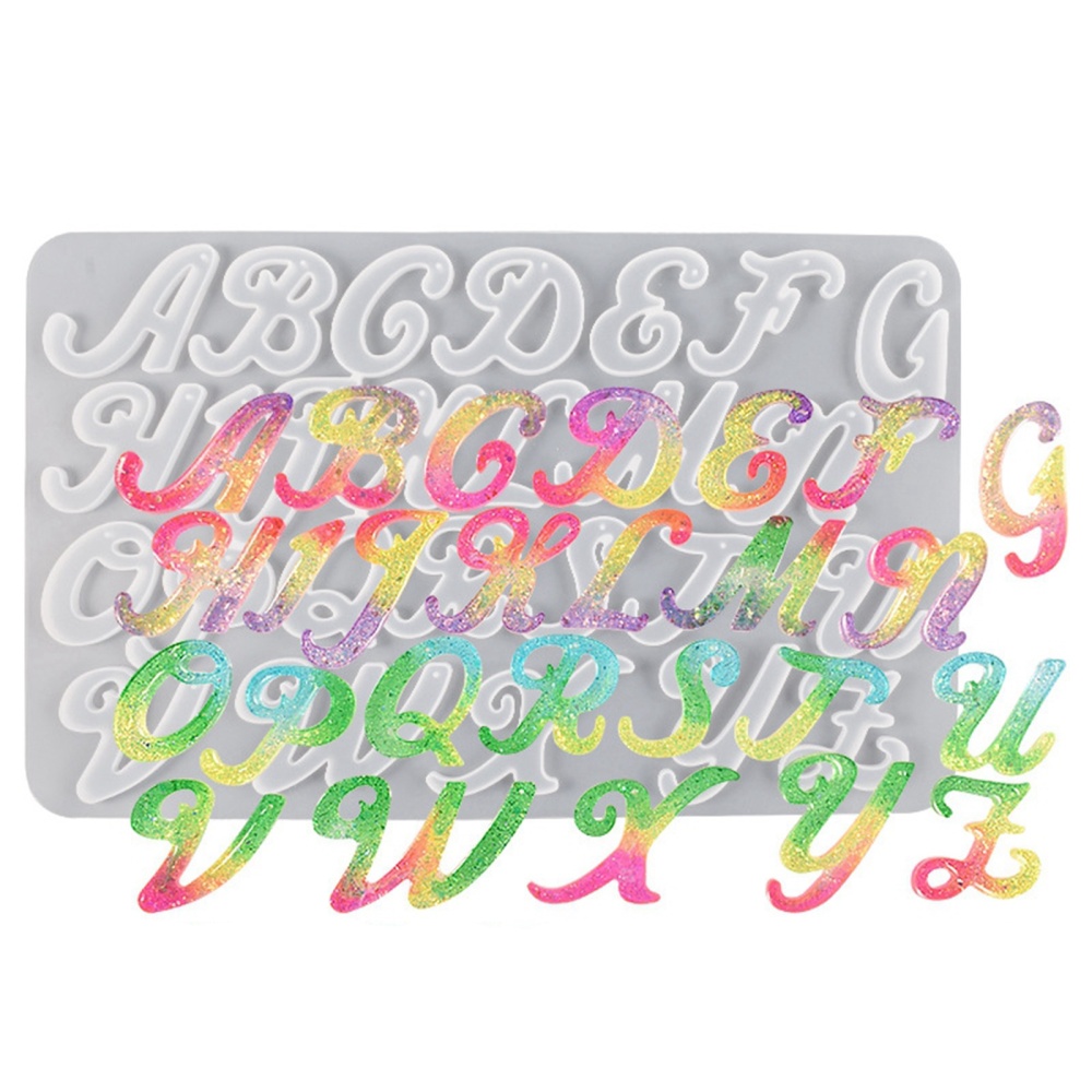 Silikongießform Buchstaben Kalligraphie A-Z 155x90x6mm